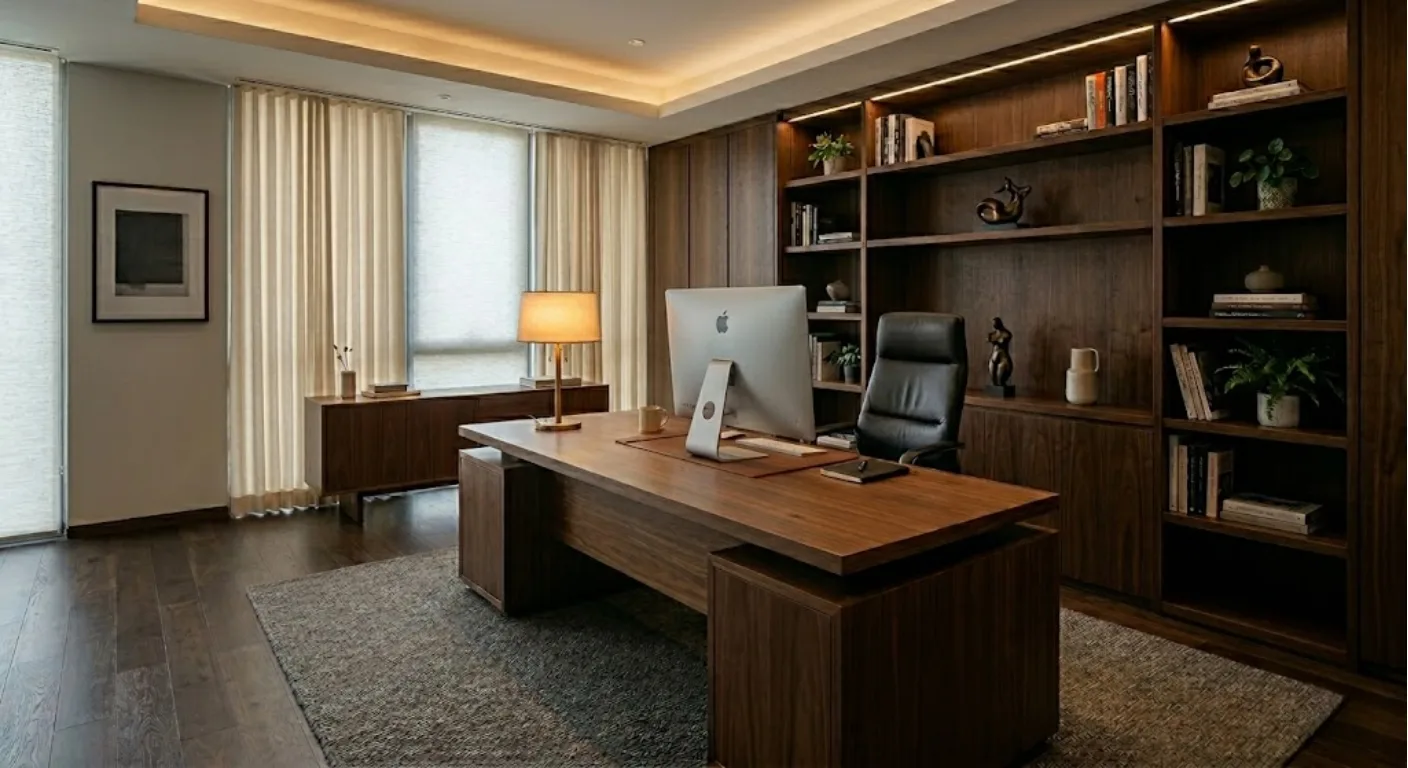 Elegant Luxury Dark Wood Executive Office