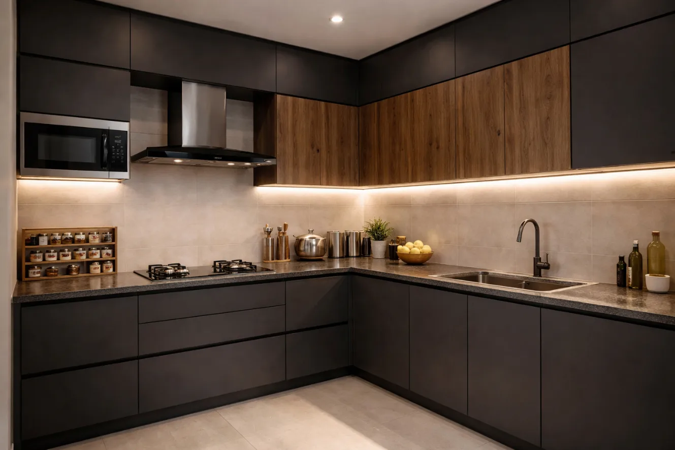 Modern Kitchen in Matte Black