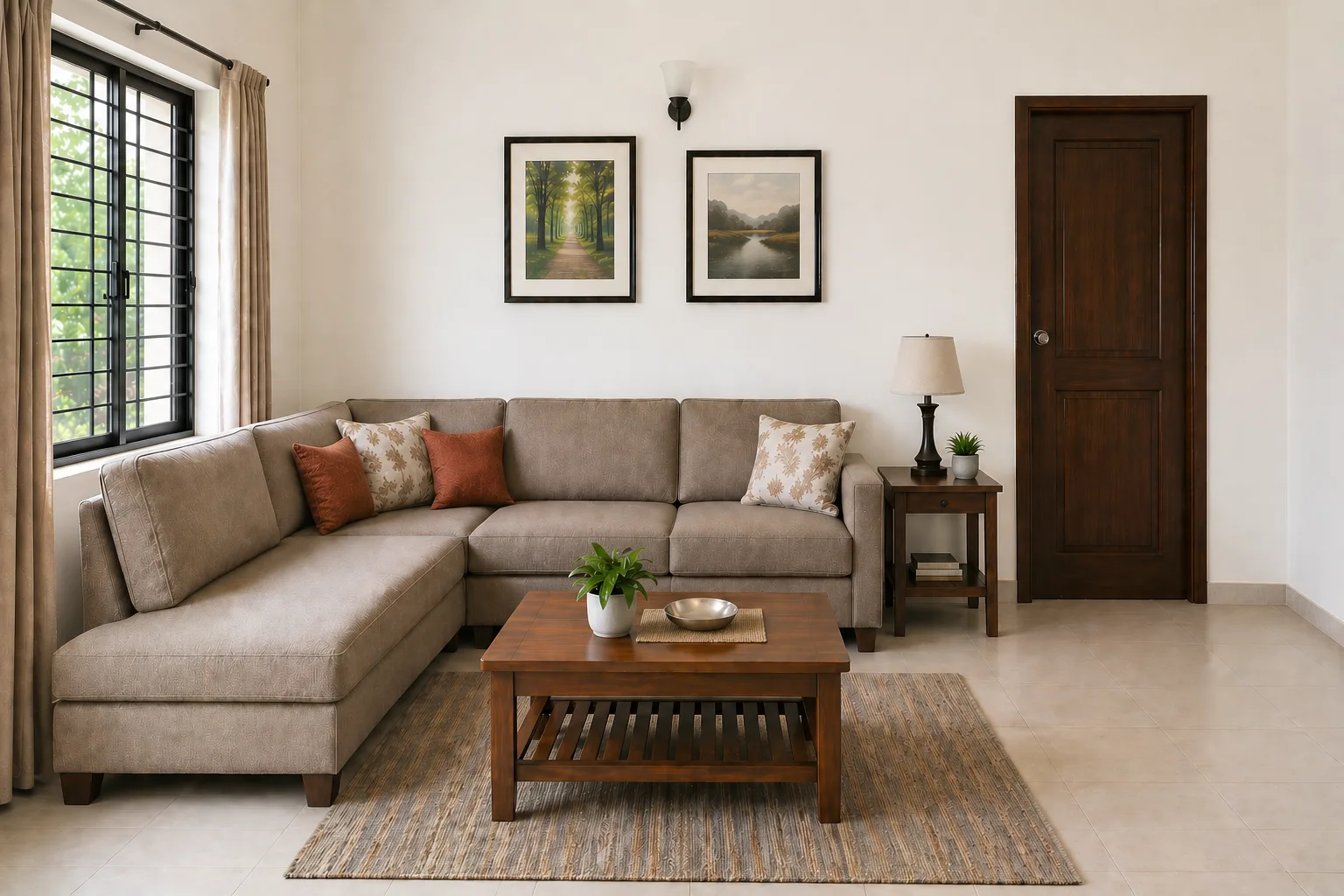 Simple and Minimal Drawing Room Setup