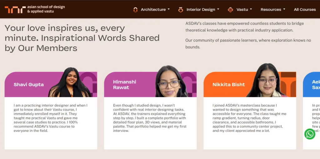 Student Testimonials of ASDAV Courses