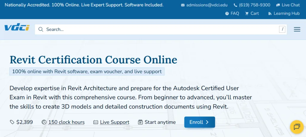 Revit Certification Course Online by Virtual Design & Construction Institute