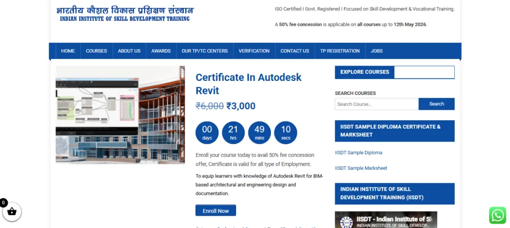 Certificate in Autodesk Revit by IISDT 