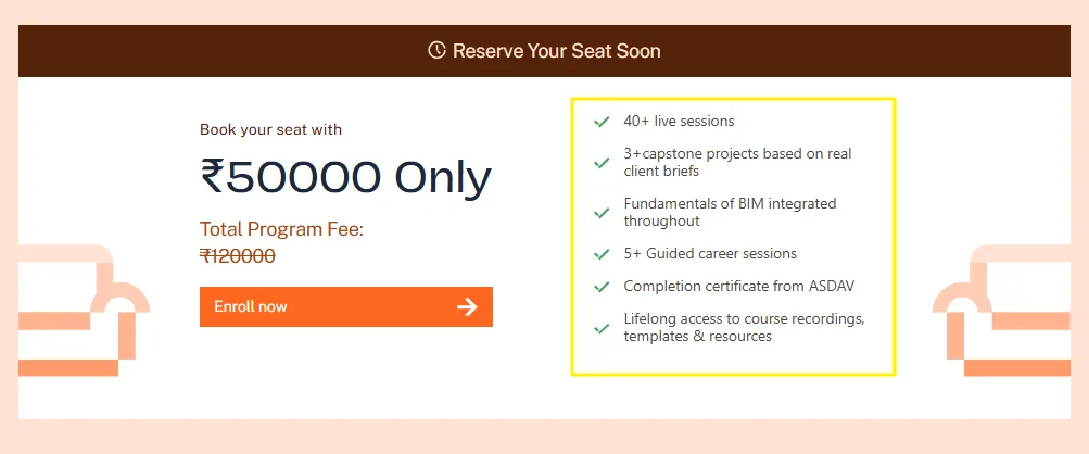 Reserve your seat with just ₹50000 INR