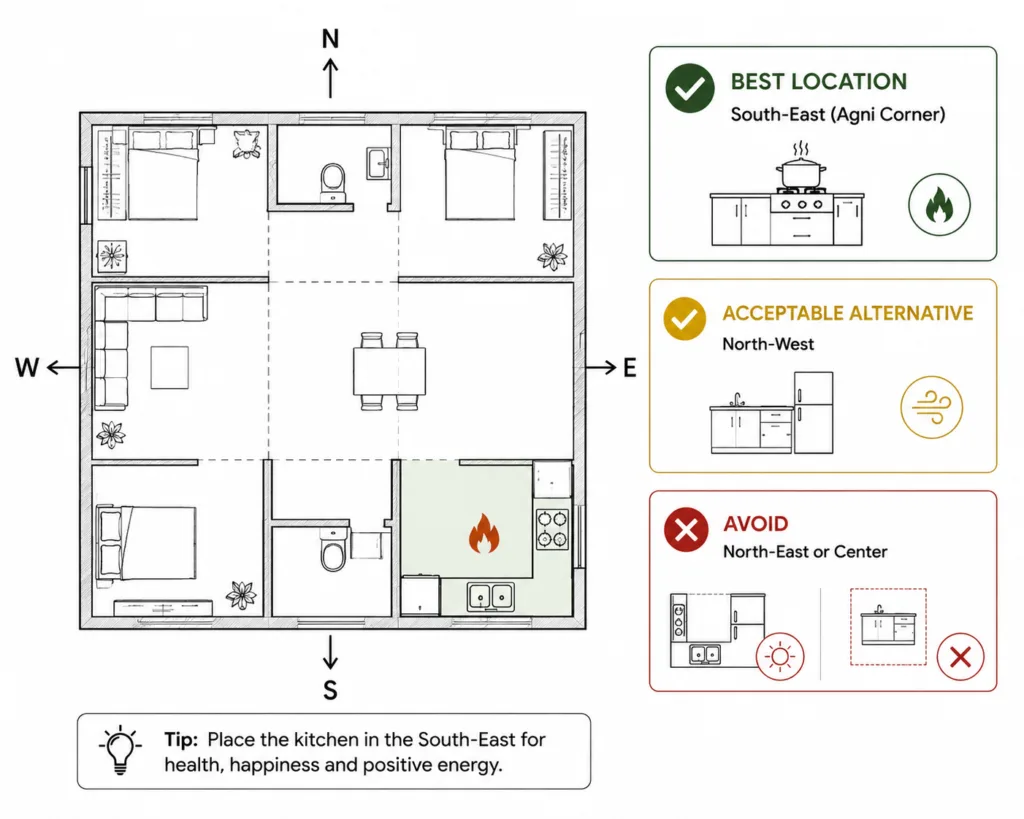 Best direction to place your Kitchen as per Vastu Shastra