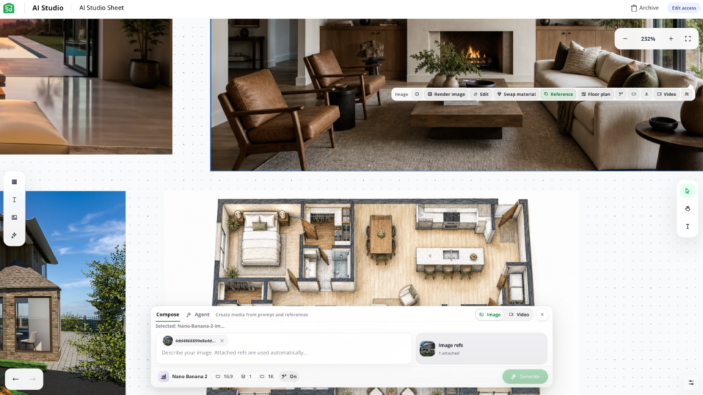 Planner 5D feature – Generate room concepts with AI prompts and reference images