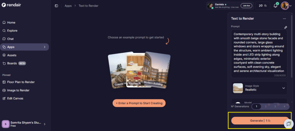 Rendair AI Feature: Generate renders from multiple design inputs