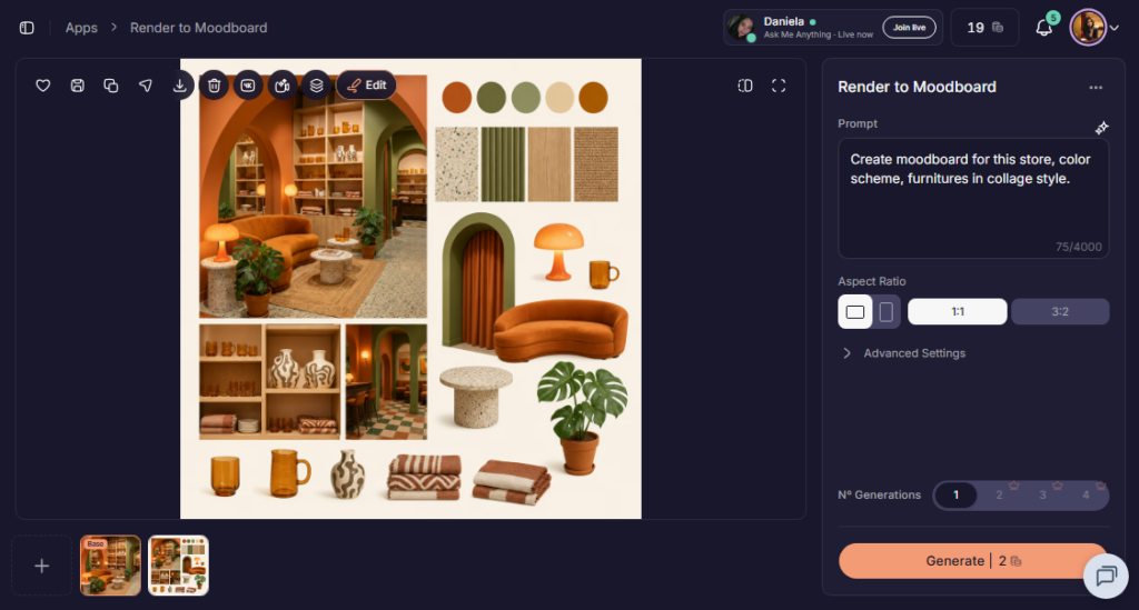 Rendair AI Feature: Edit renders with specialized AI tools