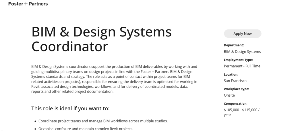 BIM & Design Systems Coordinator at Foster + Partners