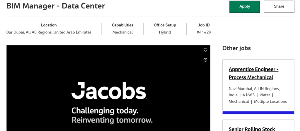 BIM Manager at Jacobs