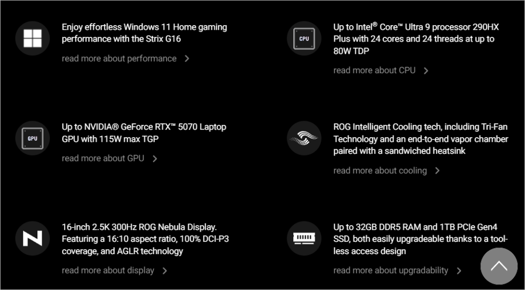 ASUS ROG Strix G16 Specs